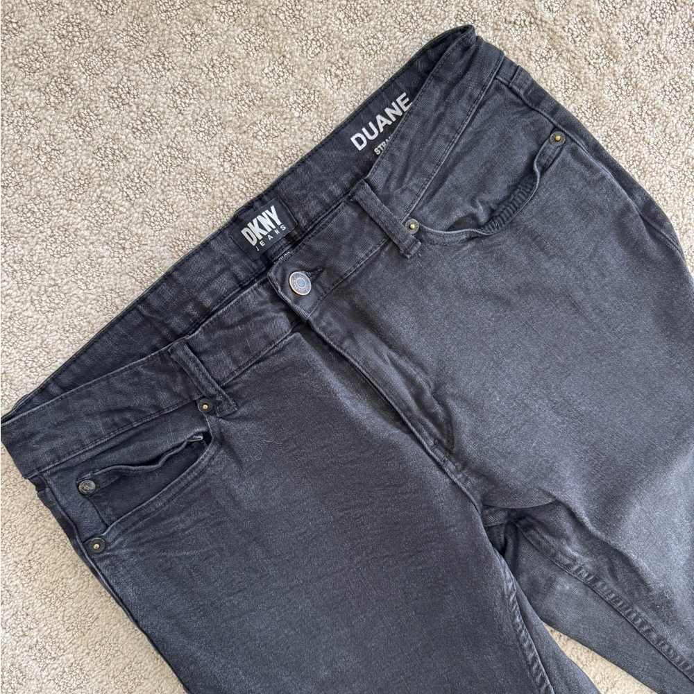 DKNY Duane straight fit gray black wash denim pants jeans size 32 x 32 - Picture 2 of 4